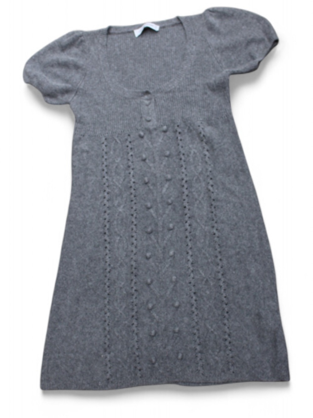 Simons Contemporaine y2k size medium Gray Knit Puff Sleeve Sweater Dress